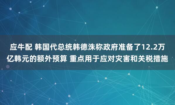 应牛配 韩国代总统韩德洙称政府准备了12.2万亿韩元的额外预算 重点用于应对灾害和关税措施